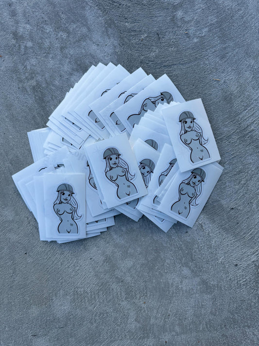 Original Six Point Girl Sticker - half body nude sticker - Blue Collar sticker