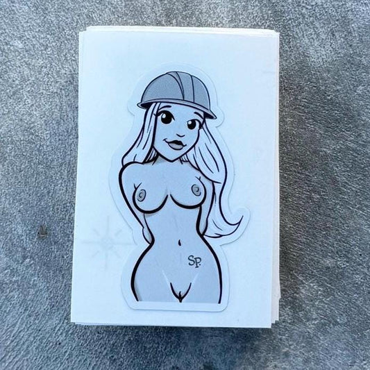 Original Six Point Girl Sticker - half body nude sticker - Blue Collar sticker