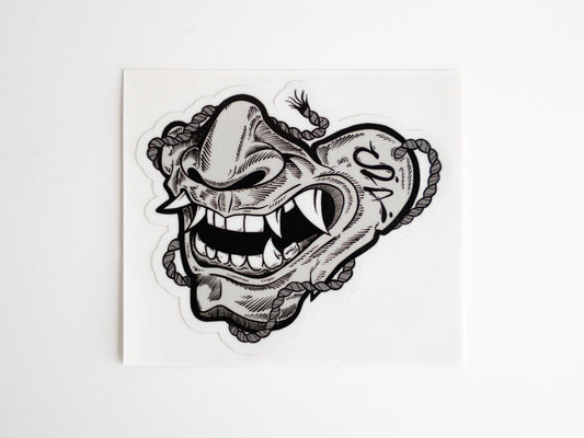 Six Point Oni Half Mask - Sticker for hard hat - hannya devil Blue Collar sticker