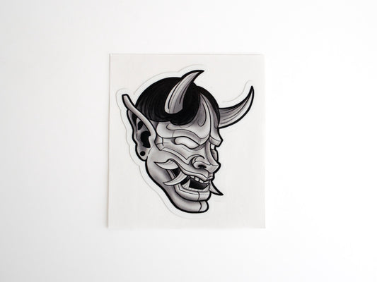 Six Point Oni mask - Sticker for hard hats - hannya devil Blue Collar
