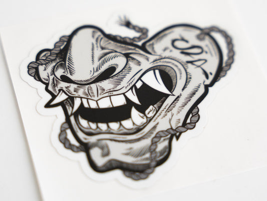 Six Point Oni Half Mask - Sticker for hard hat - hannya devil Blue Collar sticker