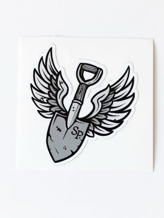 Flying Shovel Sticker