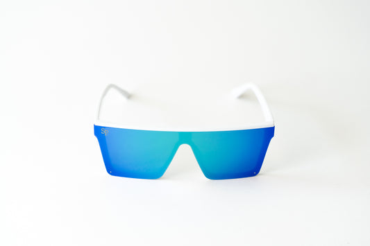 Icy Sunglasses - WHITE FRAME/BLUE