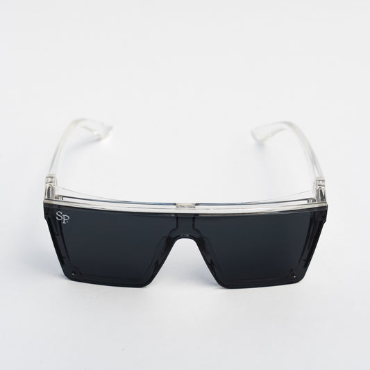 Black on Clear Safety Glasses - CLEAR FRAME